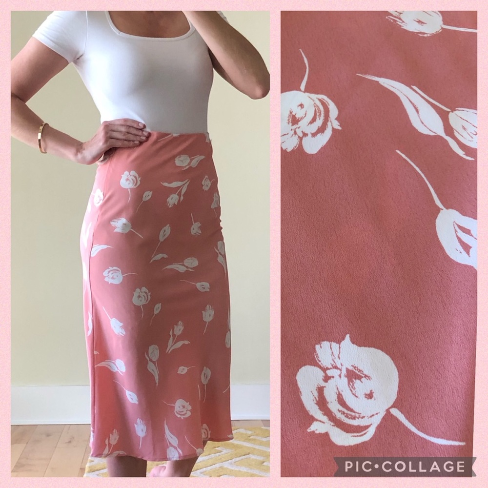 F21 Pink Tulip Floral Midi